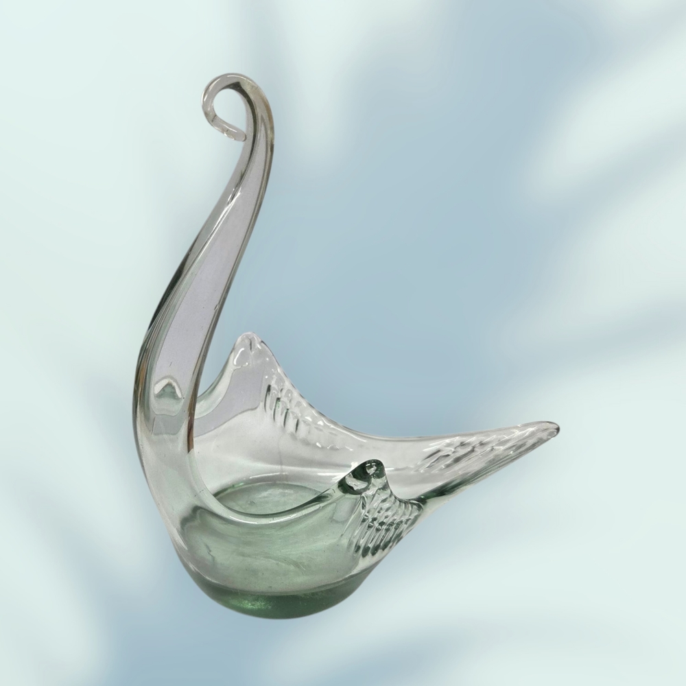 Vintage Handmade Glass Swan Dish